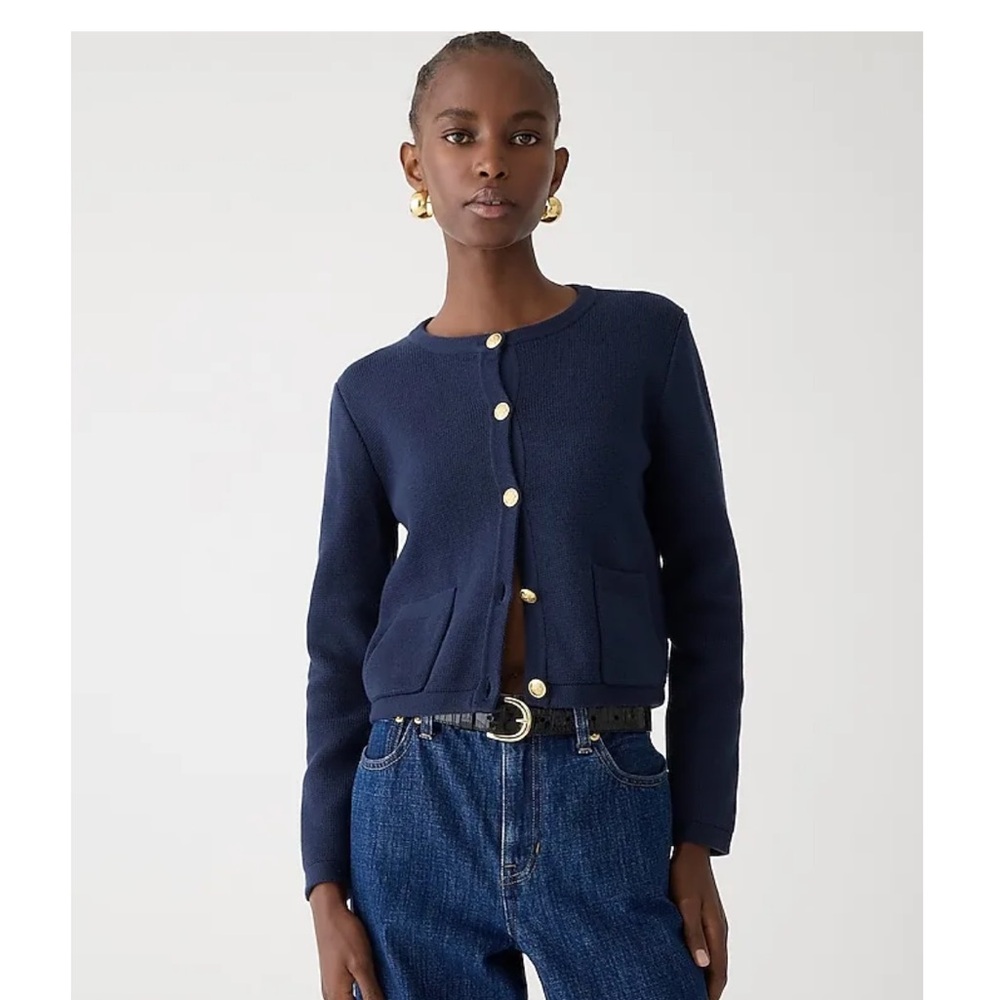 NWT J. Crew Emile Navy Blue Sweater Lady Jacket Sz Medium